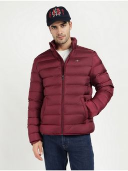 GANT - Men's Maroon Quilted High Neck Puffer Jacket
