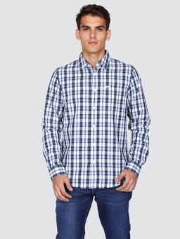 Lee - Men's Checked Blue Regular Fit Shirt
