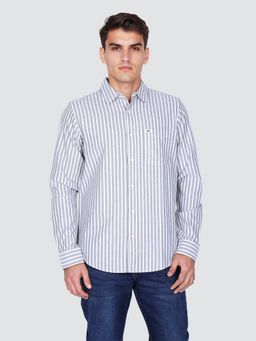Lee - Men's Striped Grey Regular Fit Shirt