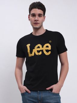 Lee - Men's Black Cotton Blend Printed T-Shirt