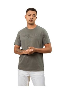 OUTERWORLD - Olive Embroidered Crew Neck Men's T-Shirt