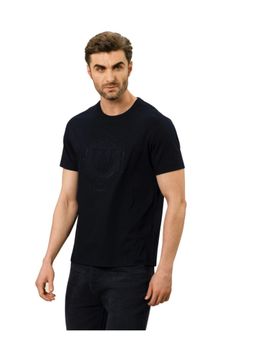 OUTERWORLD - Half Sleeve Embroidered Crew Neck Black Men's T-Shirt