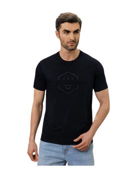OUTERWORLD - Black Embroidered Crew Neck Men's T-Shirt