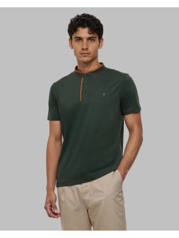 OUTERWORLD - Green Solid Mandarin Neck Men's T-Shirt