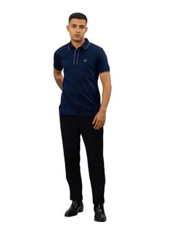 OUTERWORLD - Navy Blue Half Sleeve Collar Neck Men's Polo T-Shirt