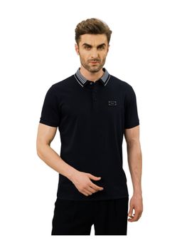 OUTERWORLD - Black Solid Collar Neck Polo T-Shirt