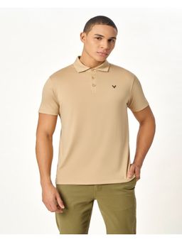 OUTERWORLD - Beige Half Sleeve Solid Collar Neck Men's Polo T-Shirt