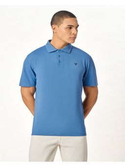 OUTERWORLD - Blue Half Sleeve Solid Collar Neck Men's Polo T-Shirt