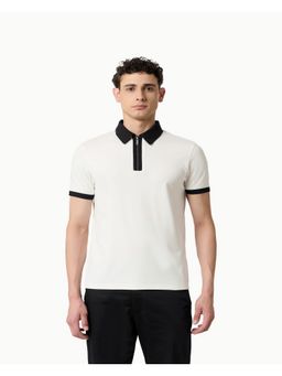 OUTERWORLD - White Collar Neck Men's Polo Solid T-Shirt