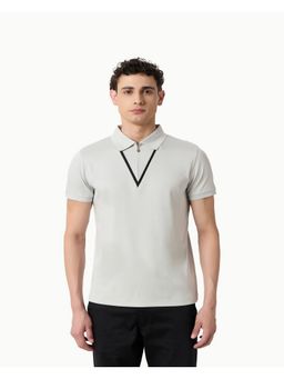 OUTERWORLD - Solid Collar Neck Men's Grey Polo T-Shirt