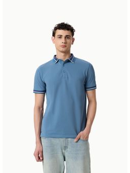 OUTERWORLD - Blue Half Sleeve Collar Neck Men's Polo T-Shirt