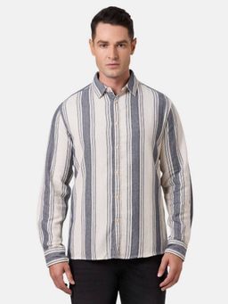 Pepe Jeans - Off White Striped Men's Long Sleeve Casual Shirt