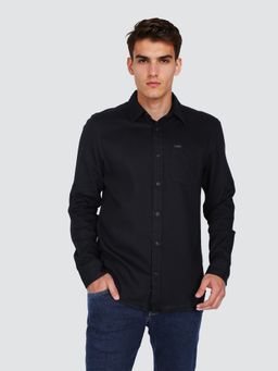 Wrangler - Men's Solid Black Regular Fit Shirt