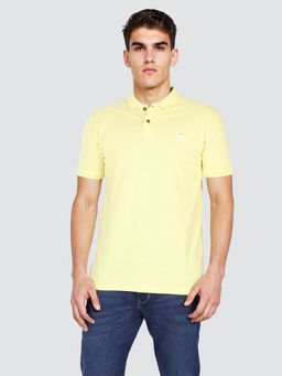Wrangler - Men's Yellow Pure Cotton Solid Polo T-Shirt