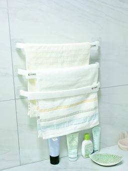 Kuber Industries - Wall Mounted Cloth Holder PP Material Self-Adhesive (Pack of 3) White