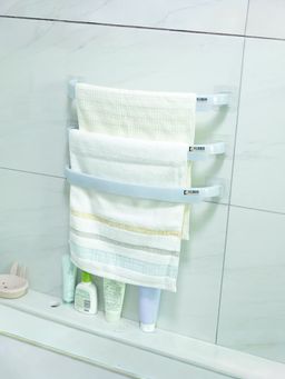 Kuber Industries - Wall Mounted Cloth Holder Self-Adhesive (Pack of 3) Blue