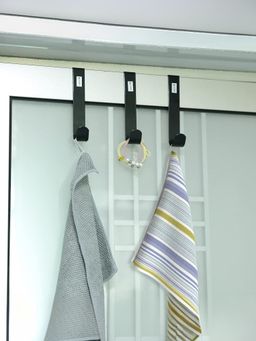 Kuber Industries - Wall Mounted Towel Holder (Pack of 3) Black