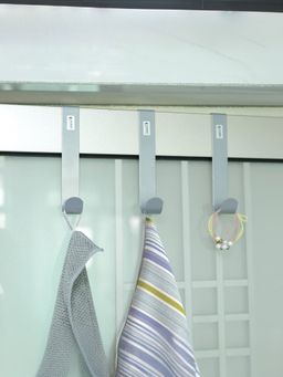 Kuber Industries - Wall Mounted Towel Holder (Pack of 3) Silver