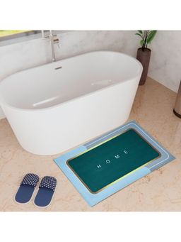 Kuber Industries - Rectangular Bath mat Soft Anti Skid Door Mat Non Woven Floor Mat HY090 Blue