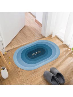 Kuber Industries - Oval Bathmat Soft Anti Skid Door Mat Non Woven Floor Mat HY081 Blue