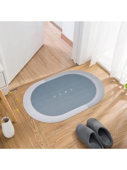 Kuber Industries - Oval Bathmat Soft Anti Skid Door Mat Non Woven Floor Mat HY079 Blue