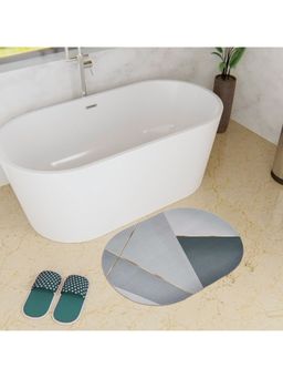 Kuber Industries - Oval Bathmat Soft Anti Skid Door Mat Non Woven Floor Mat HY058 Gray