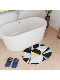 Kuber Industries - Oval Bath mat Soft Anti Skid Door Mat Non Woven Floor Mat HY055 Multicolour