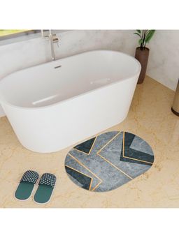 Kuber Industries - Oval Bathmat Soft Anti Skid Door Mat Non Woven Floor Mat for Home | HY053 Gray