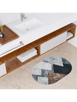 Kuber Industries - Oval Bath mat Soft Anti Skid Door Mat Non Woven Floor Mat HY052 |Multicolour