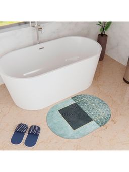 Kuber Industries - Oval Bathmat Soft Anti Skid Door Mat Non Woven Floor Mat for Home | HY051 Grey