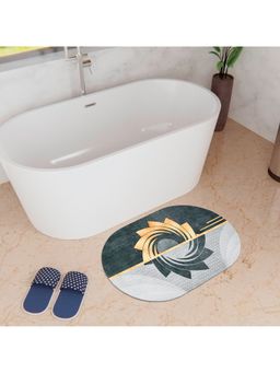 Kuber Industries - Oval Bathmat Soft Anti Skid Door Mat Non Woven Floor Mat for Home | HY049 |Gray