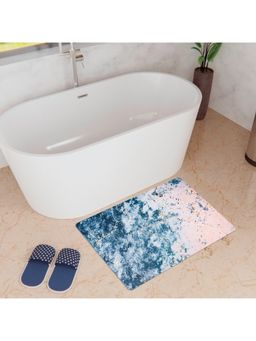 Kuber Industries - Bathmat | Diatom Mud Rectangular Mat | Anti Skid Door Mat | Blue & Light Pink