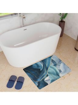 Kuber Industries - Bath Mat, Diatom Mud Rectangular Mat, Anti Skid Door Mat, Bath Mat, HY041 Blue