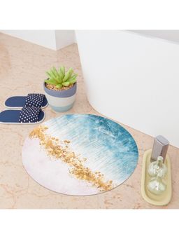 Kuber Industries - Round Bathmat Anti Skid Door Mat Super Absorbent Bath Mat HY030 Green & Gray