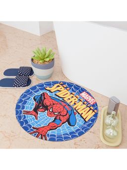 Kuber Industries - Round Marvel Spiderman Bath mat Anti Skid Door Mat Super Bath Mat HY026 Blue