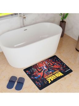 Kuber Industries - Marvel Spiderman Bath mat Anti Skid Door Mat Super Bath Mat HY022 Black & Blue