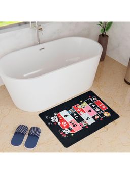 Kuber Industries - Disney Mickey Teams Bathmat Rubber, Polyester Floor Mat Non-Slip Rug Black