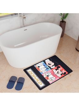 Kuber Industries - Disney Mickey & Donald Bathmat | Rubber, Polyester Floor Mat for Home Black