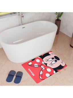 Kuber Industries - Disney Minnie Bathmat | Anti Skid Door Mat | Super Absorbent Bath Mat | HY019 | Red