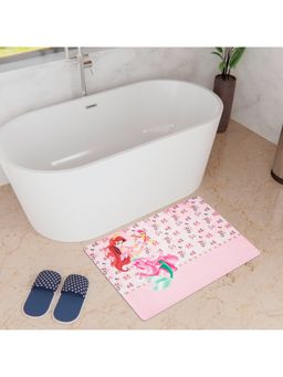 Kuber Industries - Little Mermaid Bathmat Anti Skid Door Mat Super Absorbent Bath Mat HY018 Pink