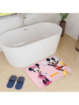 Kuber Industries - Disney Mickey & Minnie Bath mat Anti Skid Door Mat Super Bath Mat HY017 Pink