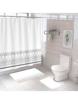Kuber Industries - Shower Curtain & Bathmat Set of 3 Multicolor