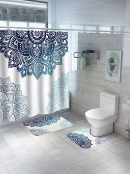 Kuber Industries - Shower Curtain & Bathmat 3 Pcs Set (Ambone Mandala)