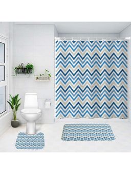 Kuber Industries - Shower Curtain & Bathmat Set of 3 Multicolor