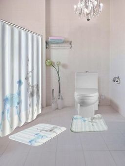 Kuber Industries - Shower Curtain & Bathmat 3 Pcs Set (Deer Couple)
