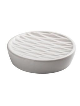 Kuber Industries - Soap Holder Ceramic Bathroom Soap Tray Soap Holder for Kitchen Sink White