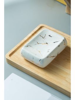 Kuber Industries - Soap Holder Ceramic Bathroom Soap Tray Soap Holder for Kitchen Sink ZX041WT White