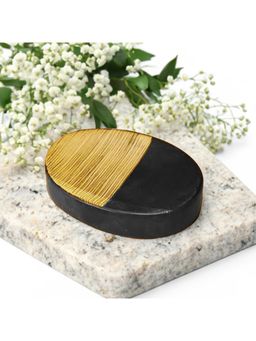 Kuber Industries - Soap Case Ceramic Soap Holder Handwash Soap Dispenser For Wash Basin Black