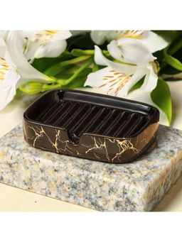 Kuber Industries - Soap Case Ceramic Soap Holder Handwash Soap Dispenser For Wash Basin Black