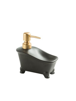 Kuber Industries - Liquid Soap Dispenser Stoneware Handwash Bottle for Kitchen 350ml (Black)